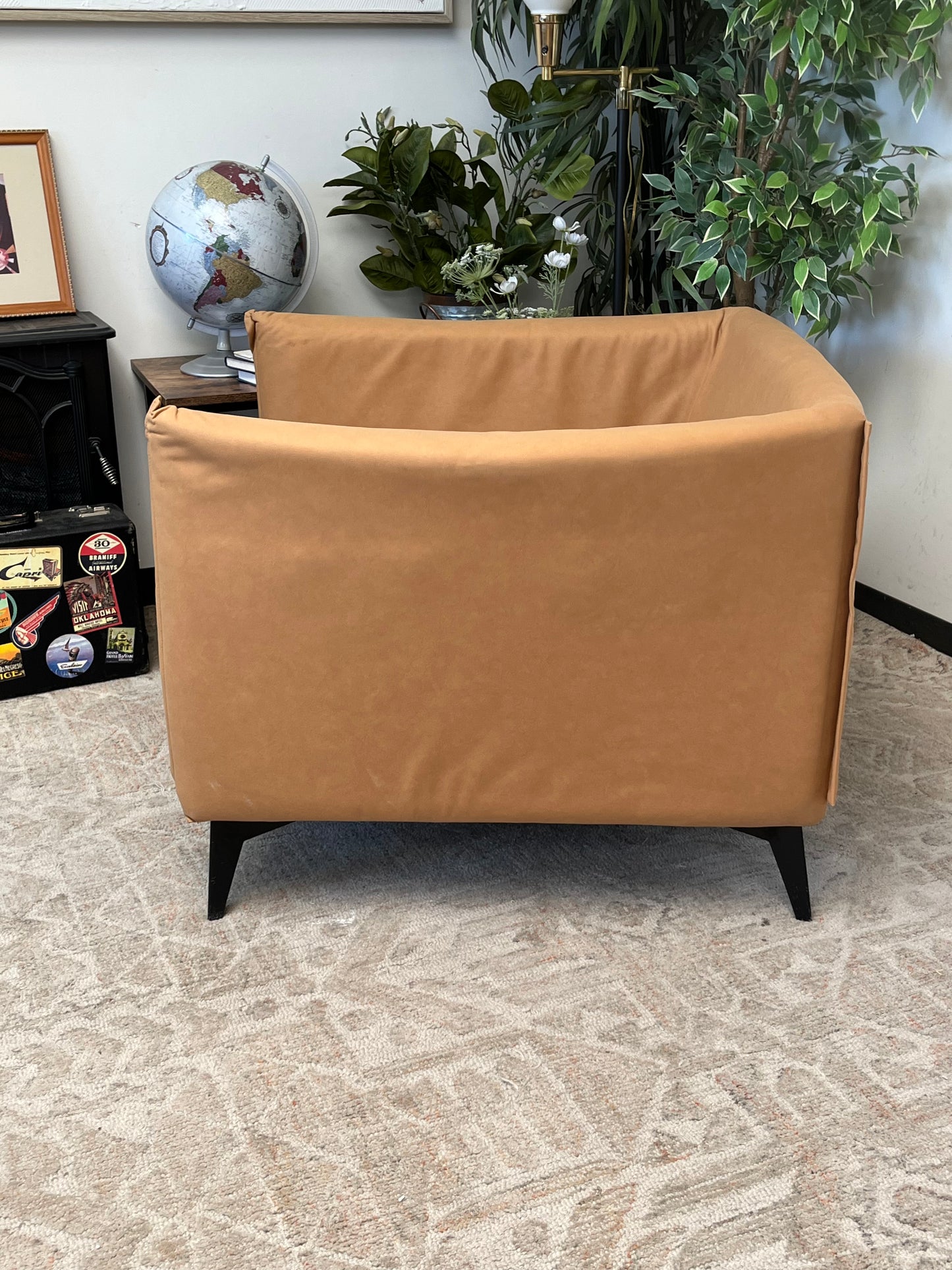Mid-Century Style Faux Suede Modern Arm Chair
