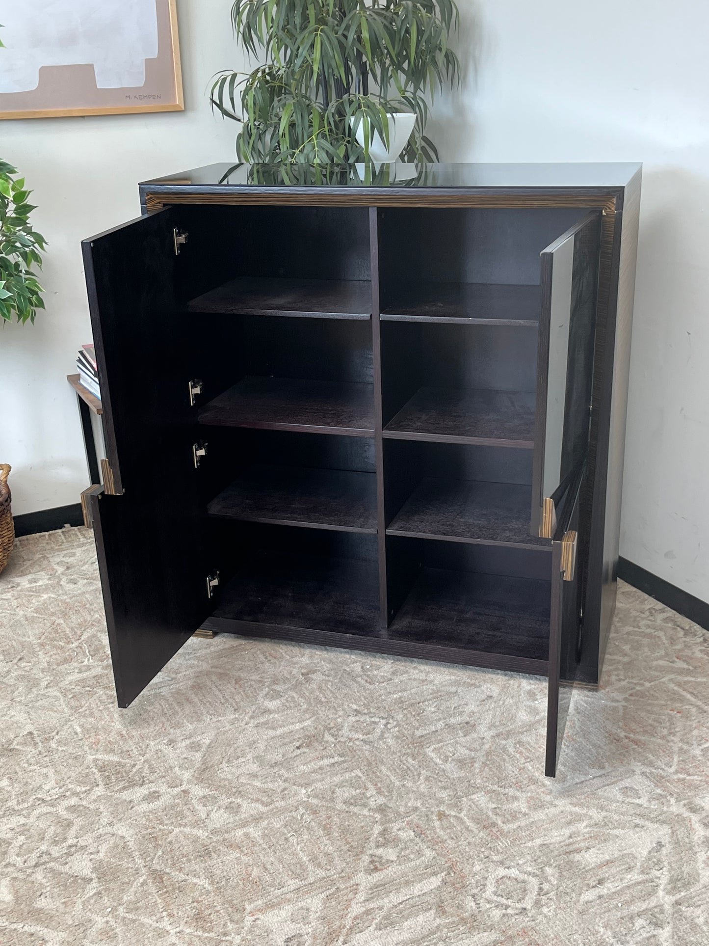 Modern Black Lacquer Chest of Drawers