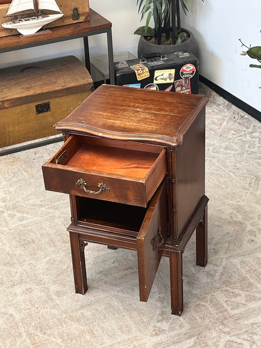 Antique 2-Drawer Wooden Nightstand