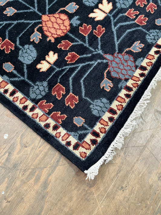 Khotan Hand-Knotted Wool 9 x 12 Blue Area Rug