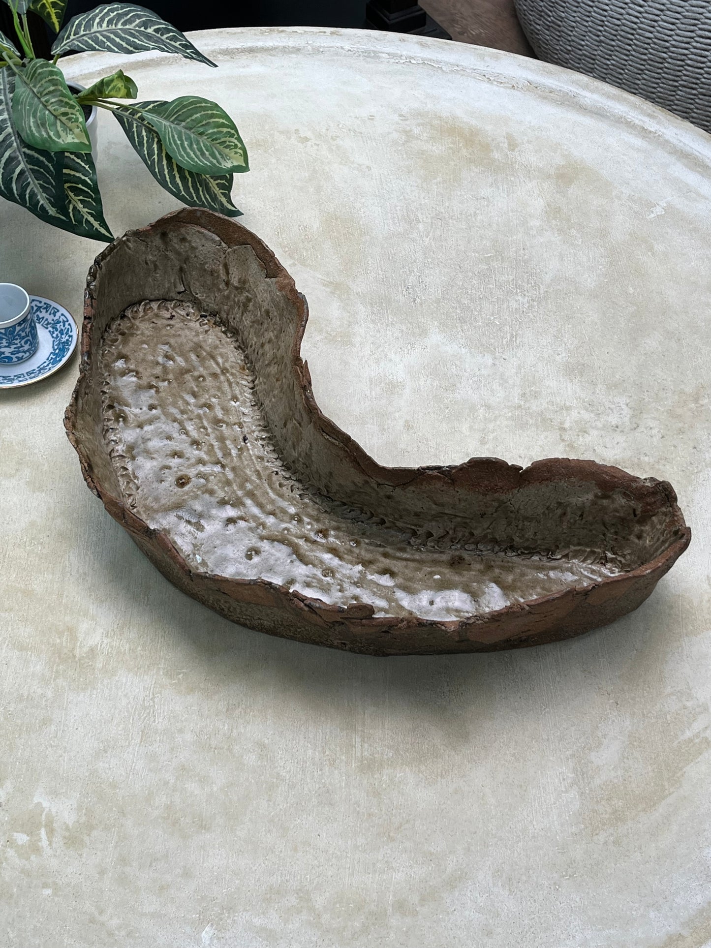 Pottery 20" Crescent Bowl