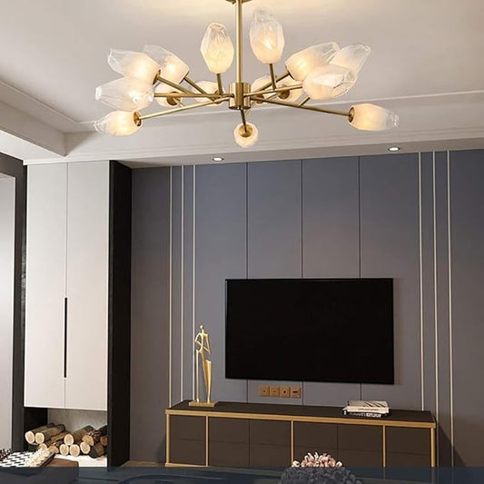 Sputnik Style Brass Tone 15 Bulb Chandelier