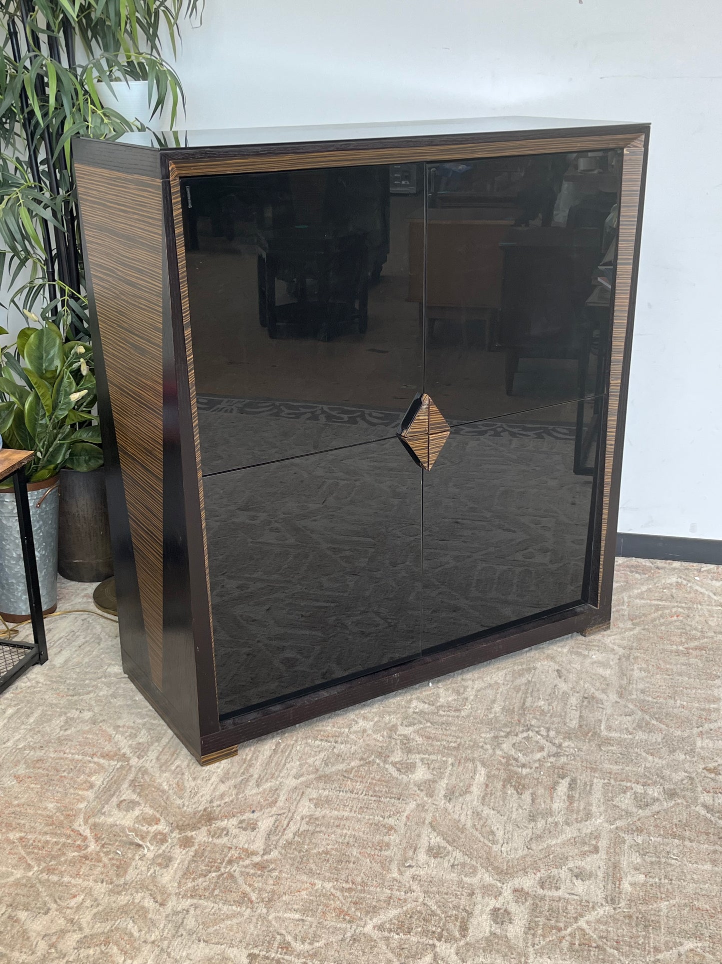 Modern Black Lacquer Chest of Drawers