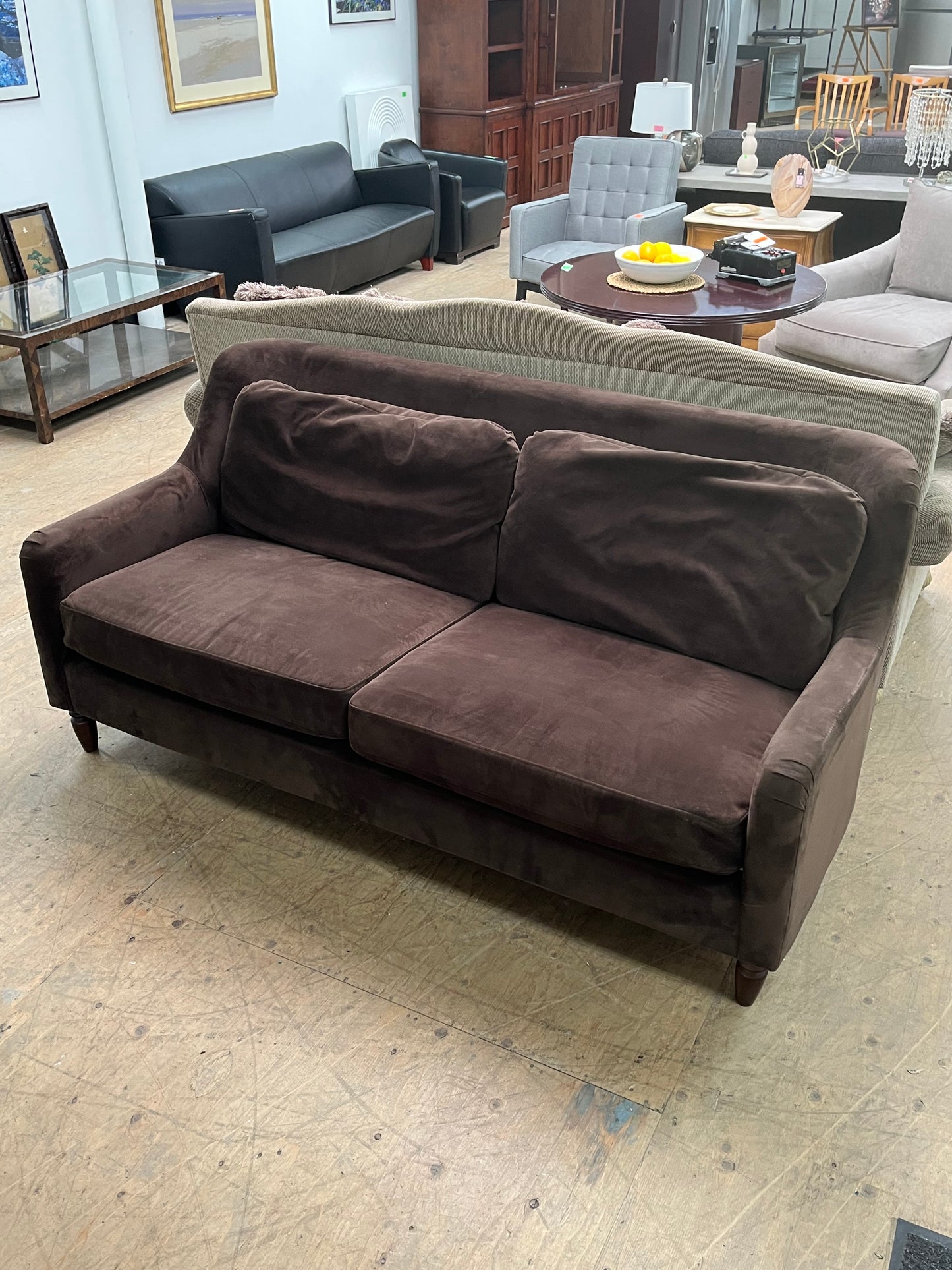 World Market Traditional Brown Loveseat Couch