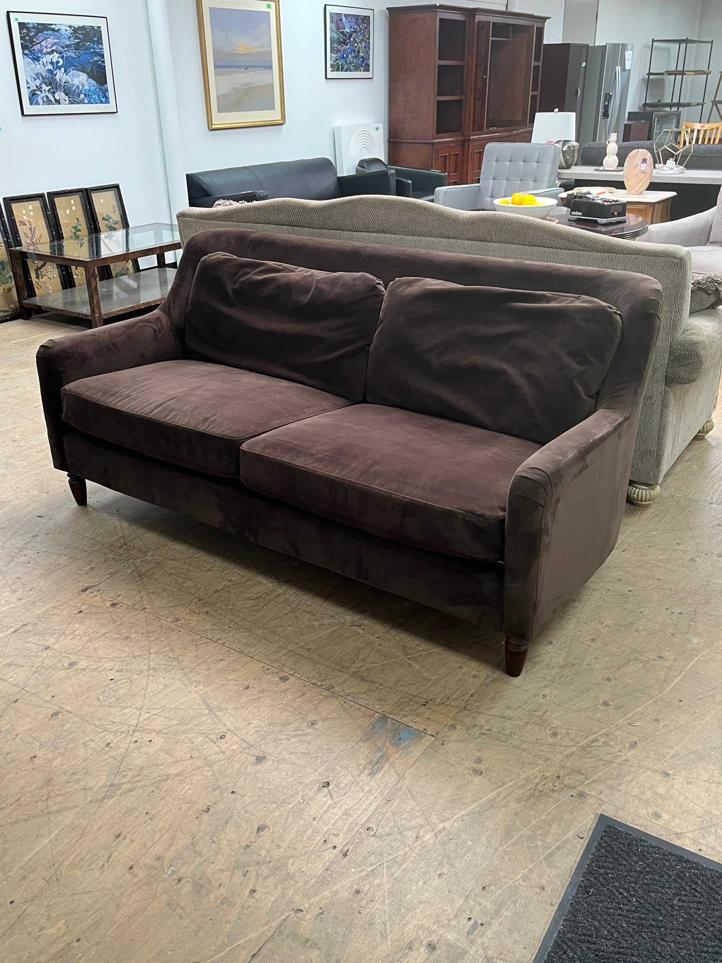 World Market Traditional Brown Loveseat Couch
