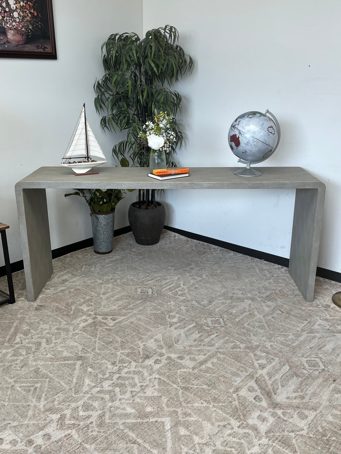 Modern Faux Shagreen 72" Console Table