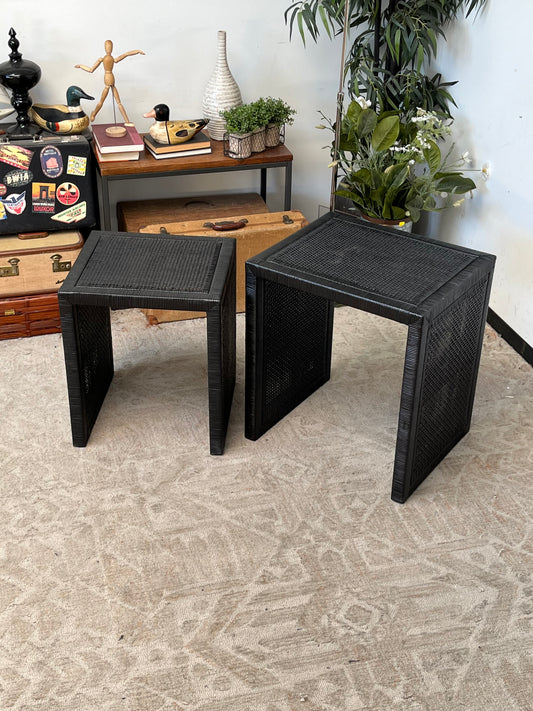 Modern Rattan Nesting Side Tables