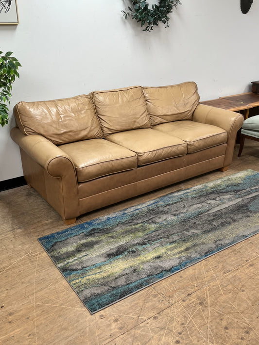Ethan Allen Tan Leather Couch