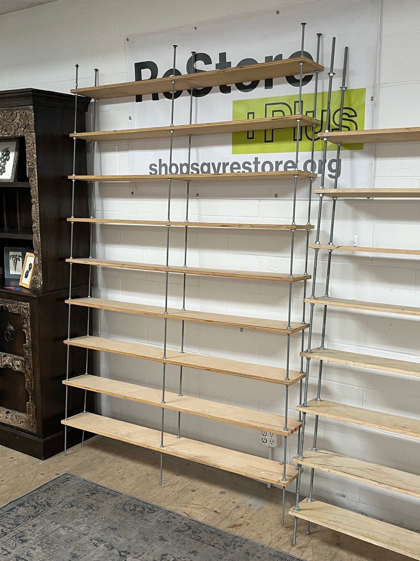 Custom Made 9-Shelf Wooden Bookshelf