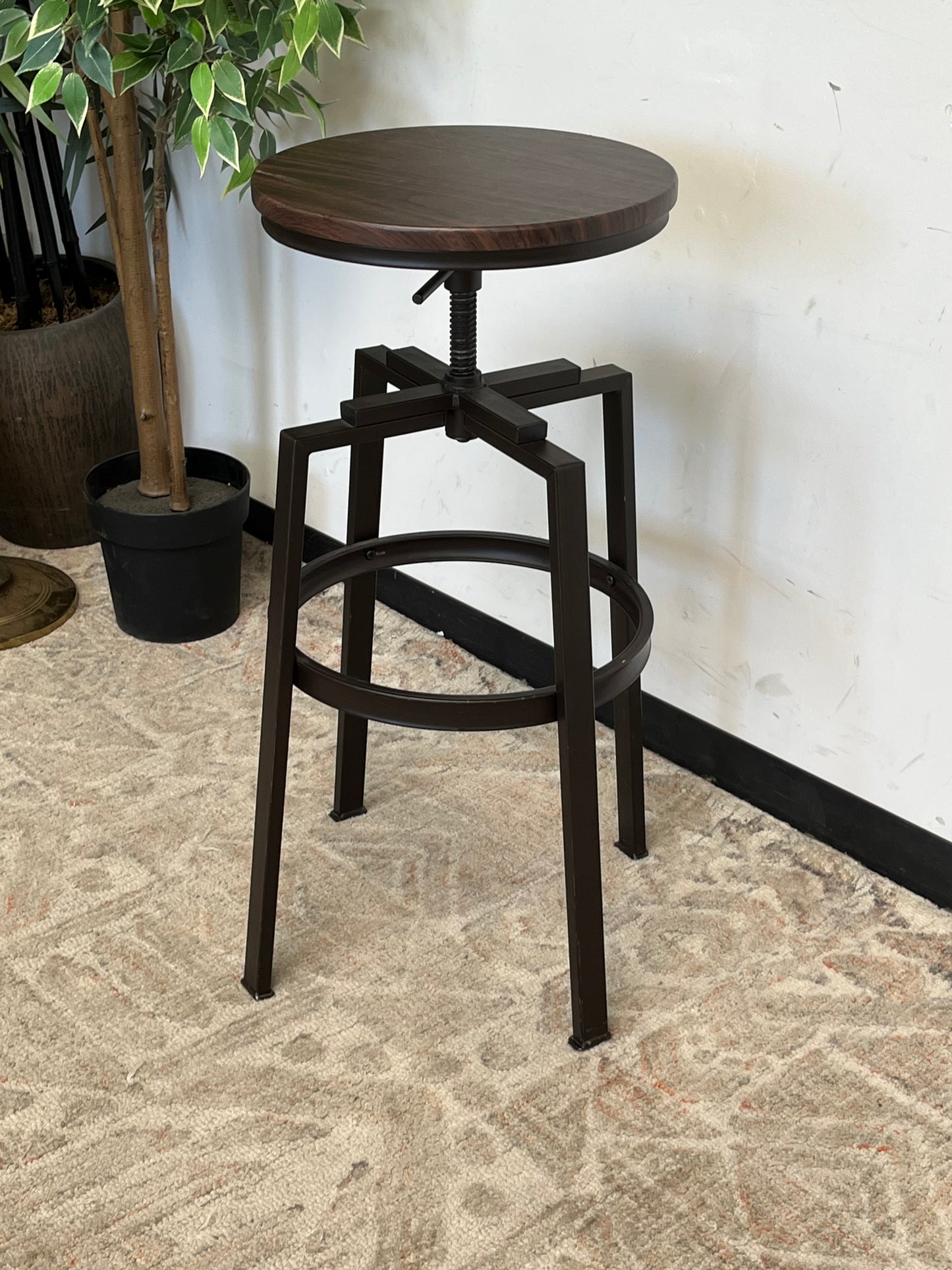 Industrial Style Metal Swivel Stool