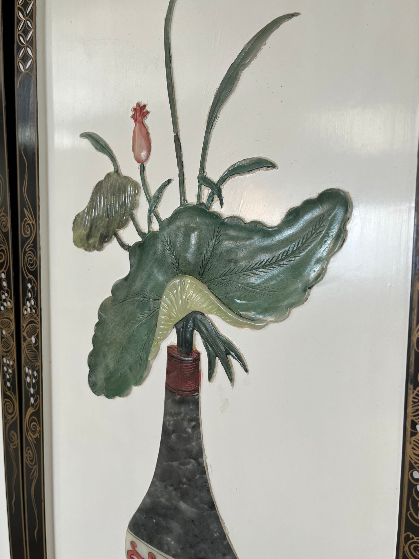 Chinese Floral Multicolored Wall Panels Set of 4