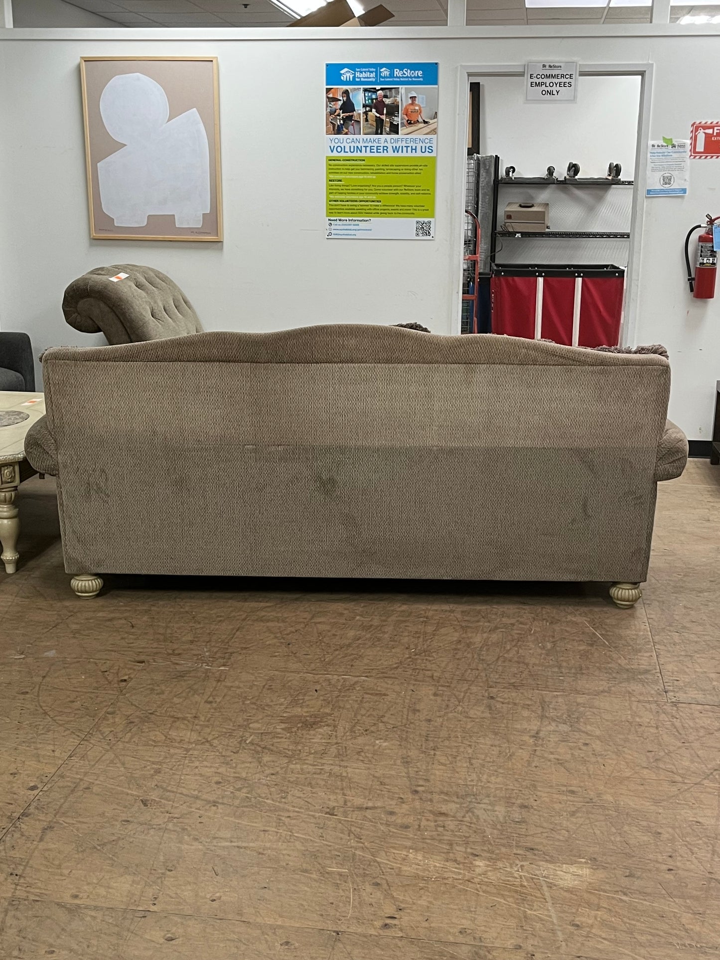 Ashley Furniture Traditional Two Arm Couch With Wooden Base