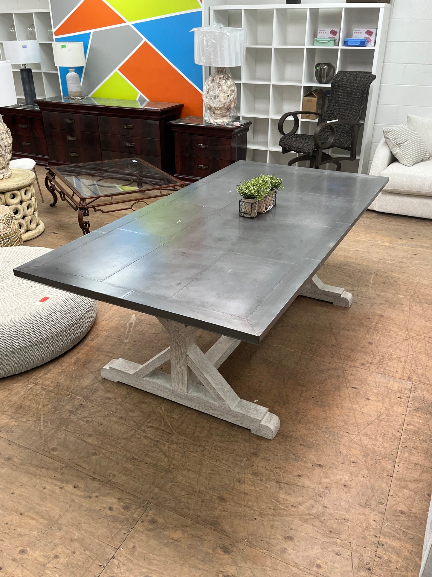 Farmhouse Style Metal 60" Dining Table