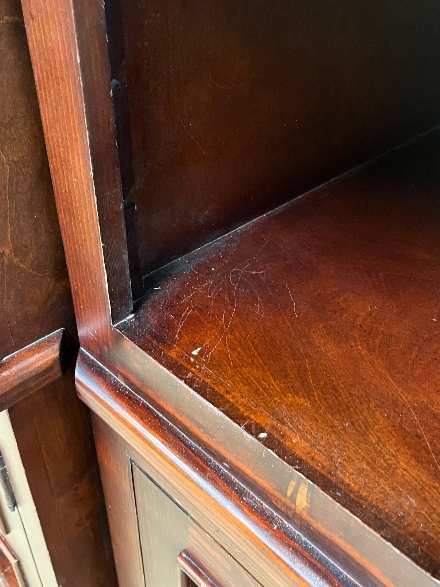 Wooden Media Storage Cabinet With Two Adjoining Bookcases
