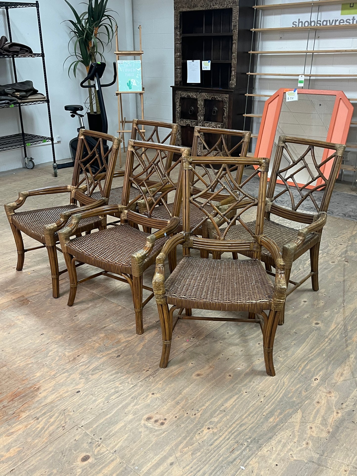 Bohemian Bamboo & Rattan Dining Chair Set Of 6