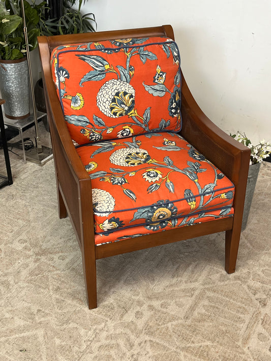 Floral Pattern Wooden Arm Chair