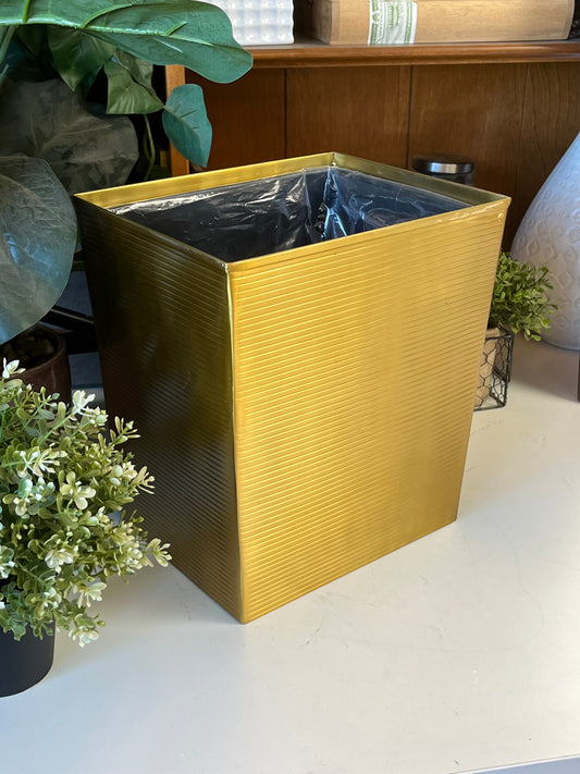 Striped Gold Waste Bin