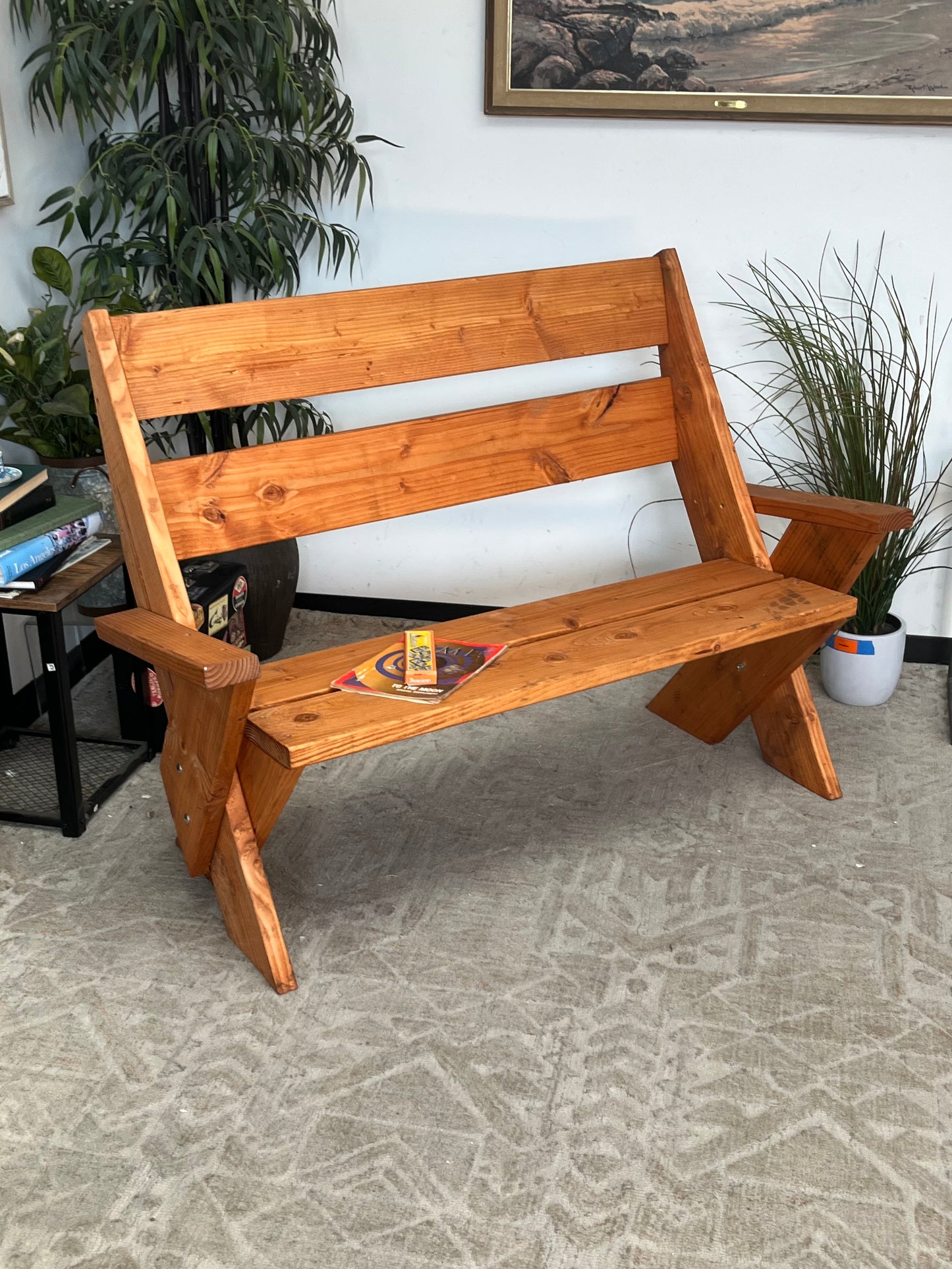 Farmhouse Style Wooden Bench