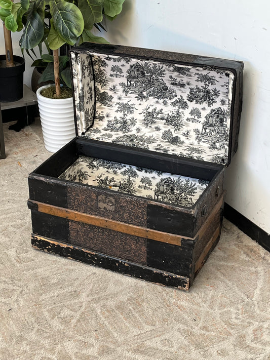 Antique Style Wooden Black Chest