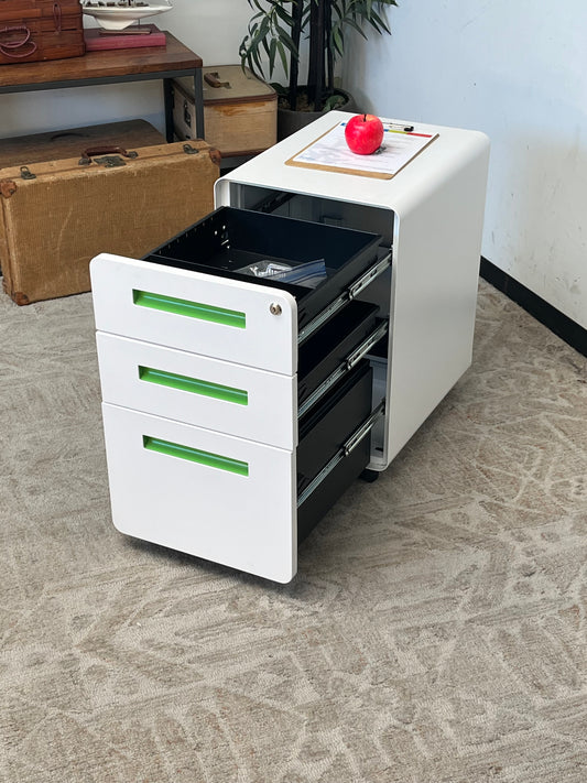 Rolling Metal 3 Drawer File Cabinet