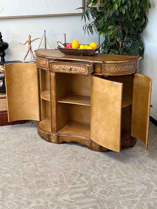 Wicker Half Moon Buffet Cabinet