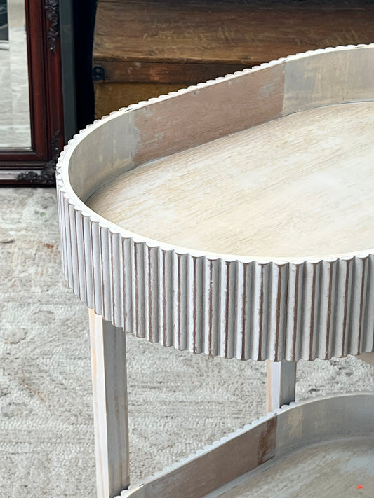 Modern Ribbed Oval Side Table