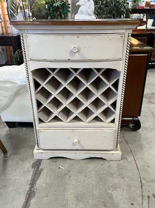 Farmhouse Style White Wine Cabinet