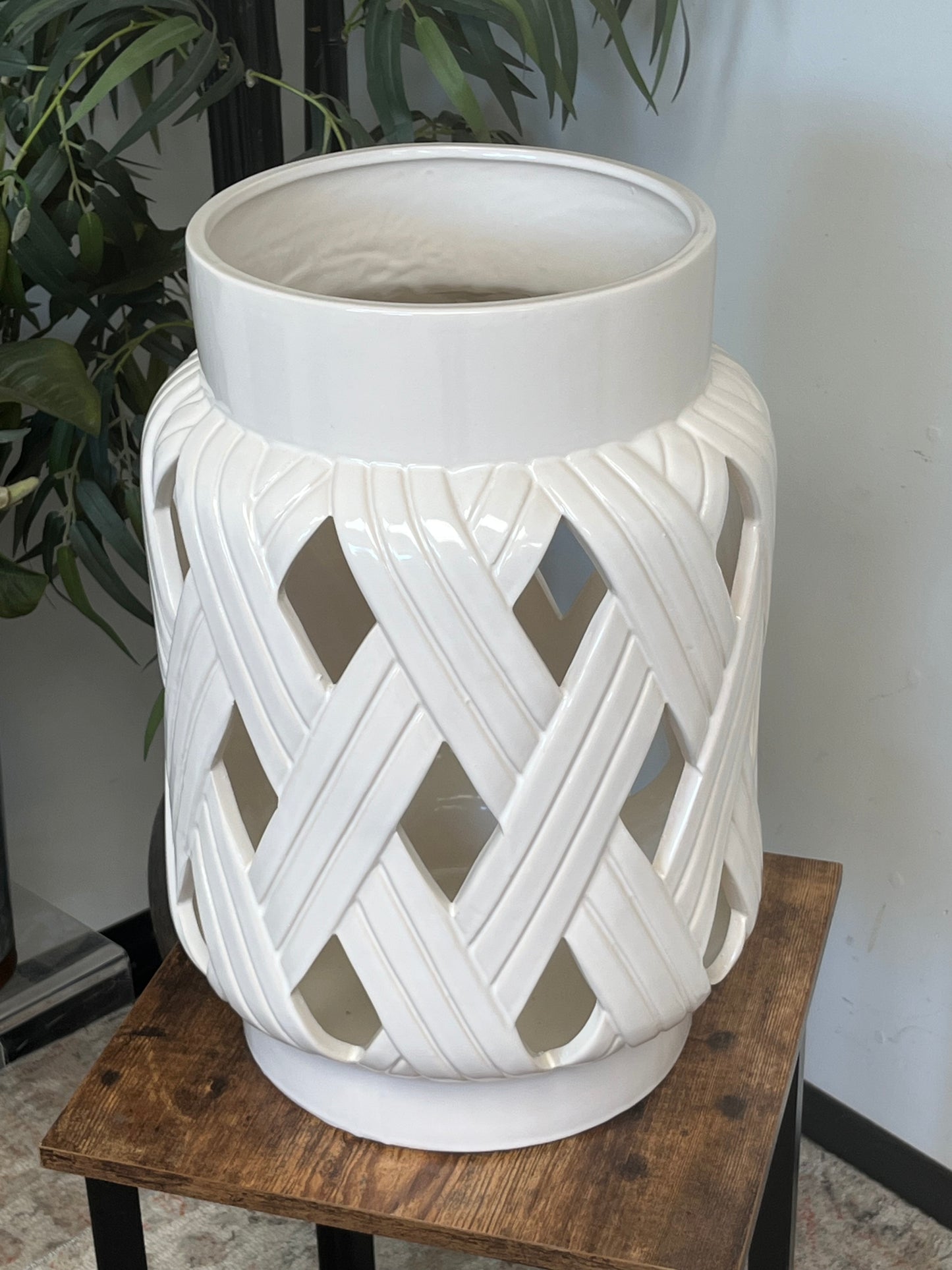 Large White Ceramic Hurricane