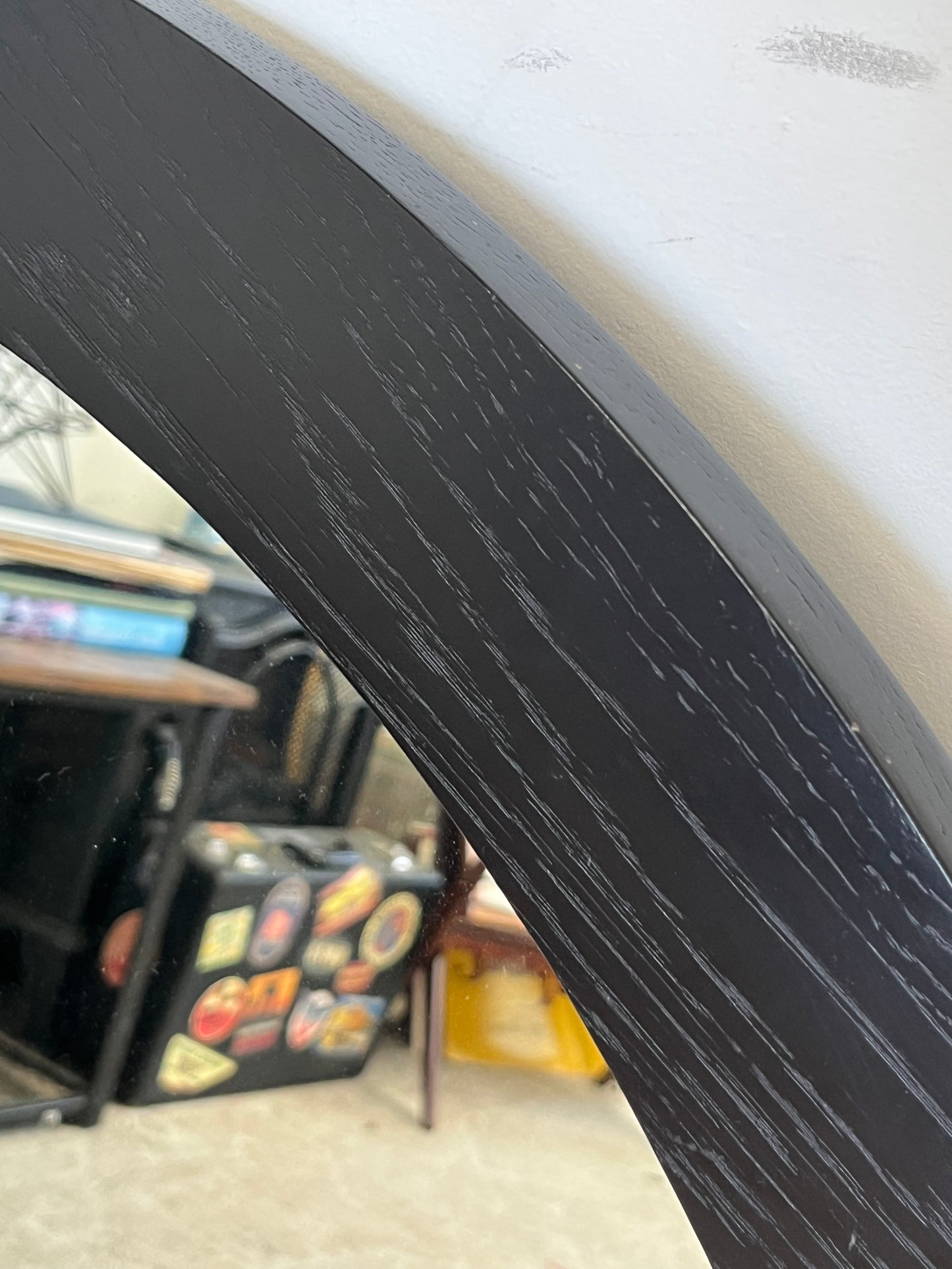 36" Round Black Wood Mirror