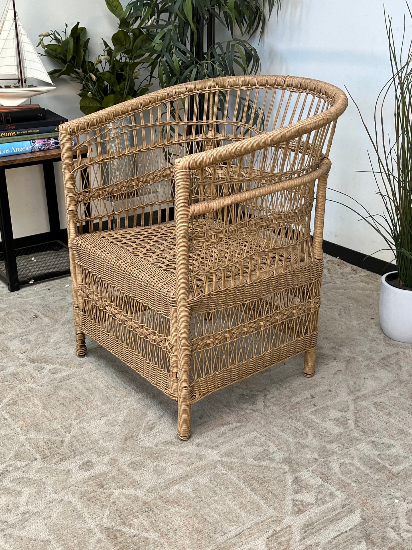 Bohemian Oval Back Poly Rattan Chair Without Cushion
