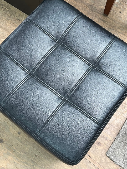 Traditional Style Leather Ottoman