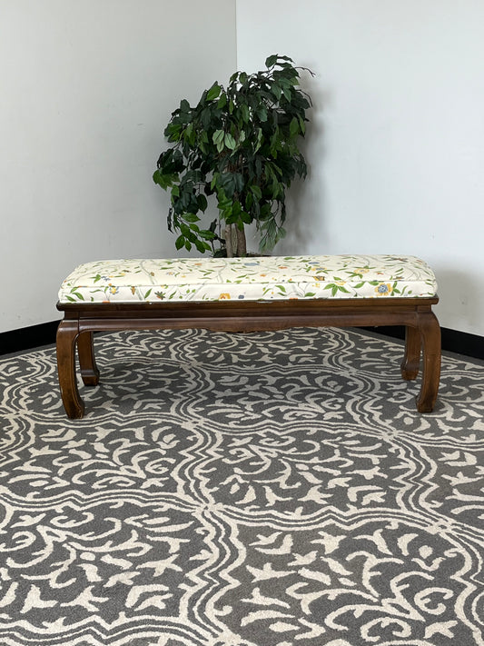 Wood Bench with Floral Pattern