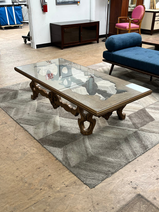 Vintage Wood-Carved Coffee Table