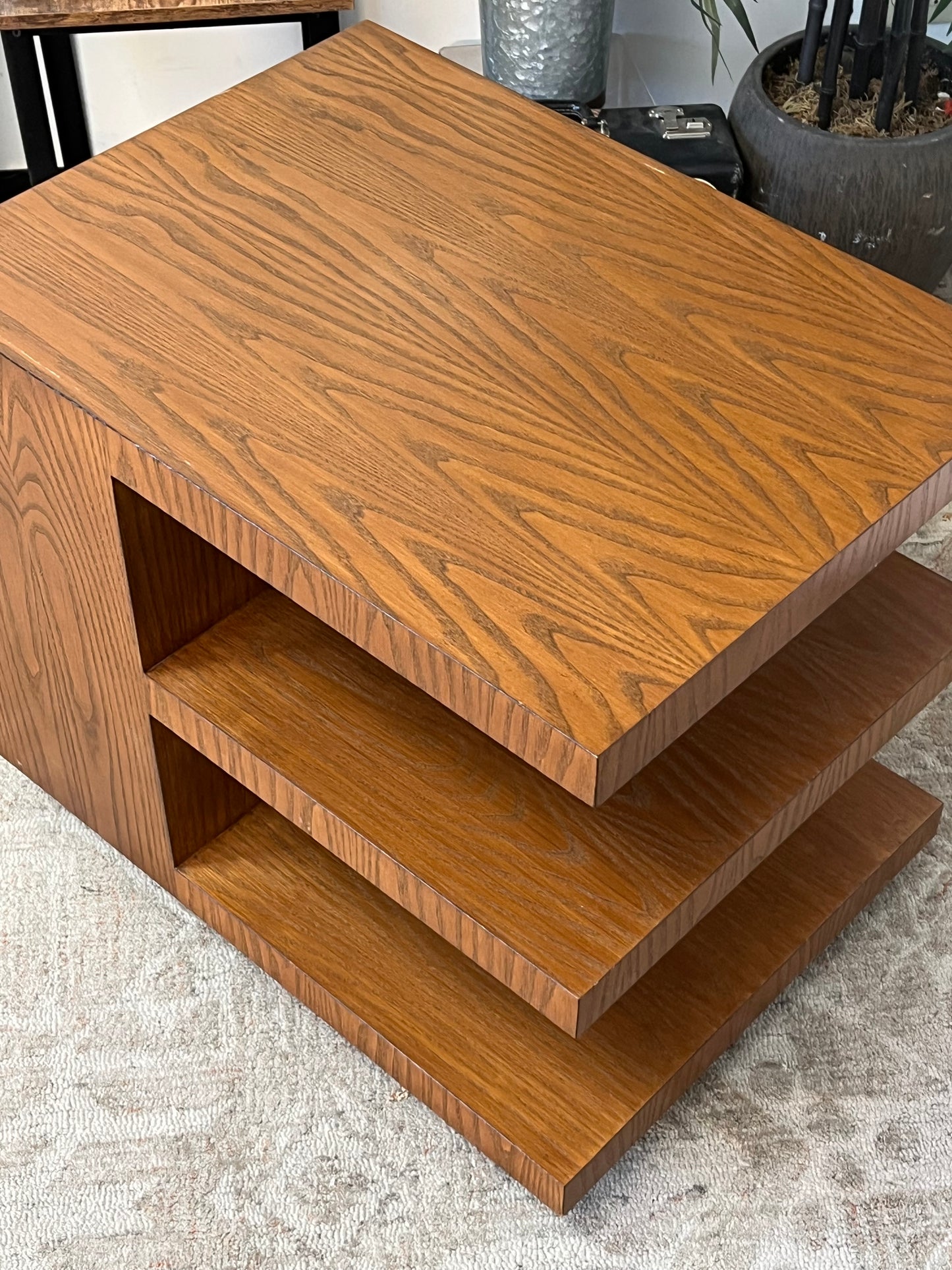 Wood Grain Finish 3 Shelf Nightstand