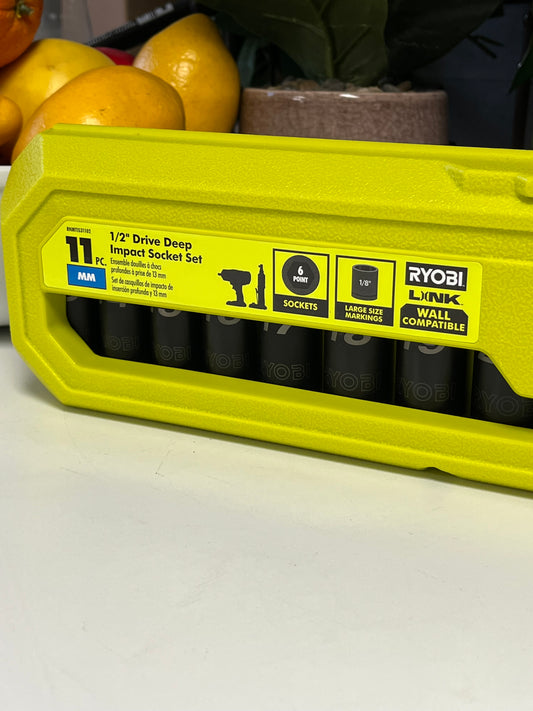 RYOBI 11-Piece Deep Impact Socket Set 1/2 in Metric Universal Hand Tool