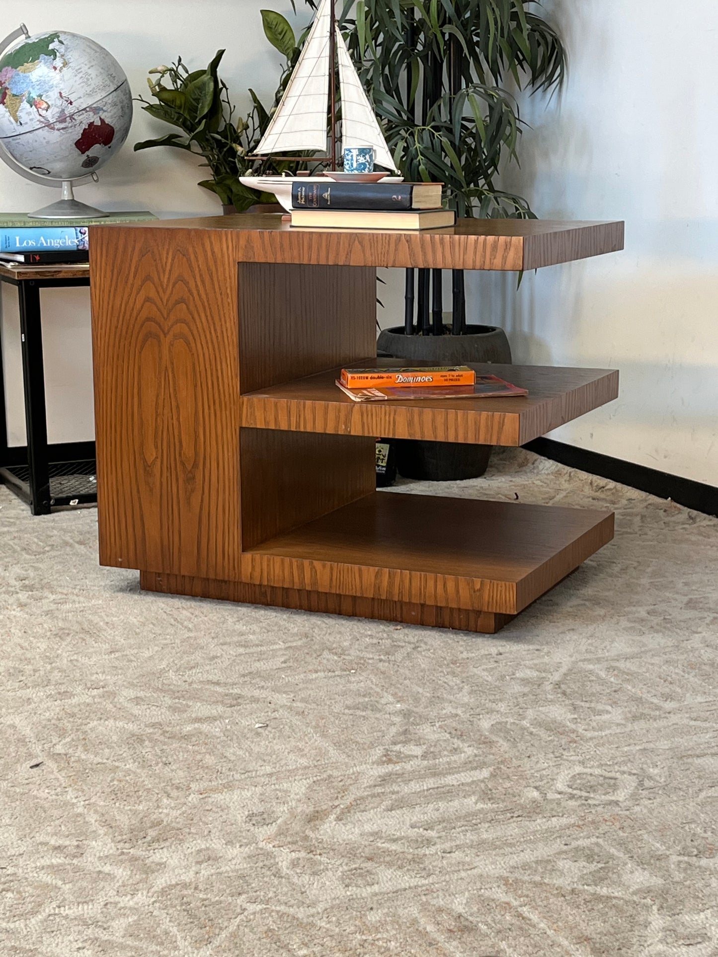 Wood Grain Finish 3 Shelf Nightstand