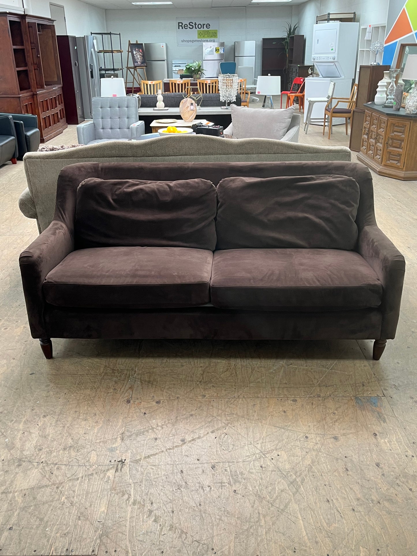 World Market Traditional Brown Loveseat Couch
