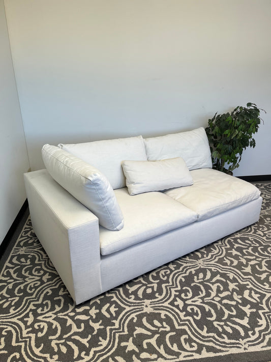 Left Arm White Linen Sofa