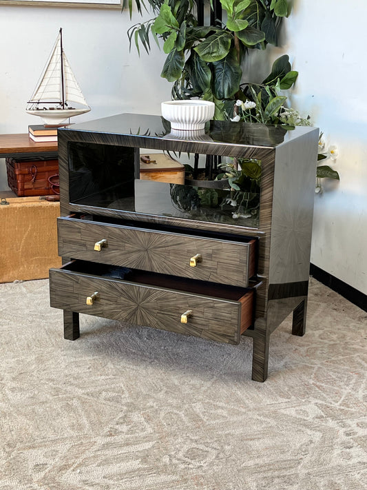 Modern Faux Horn Grey Nightstand