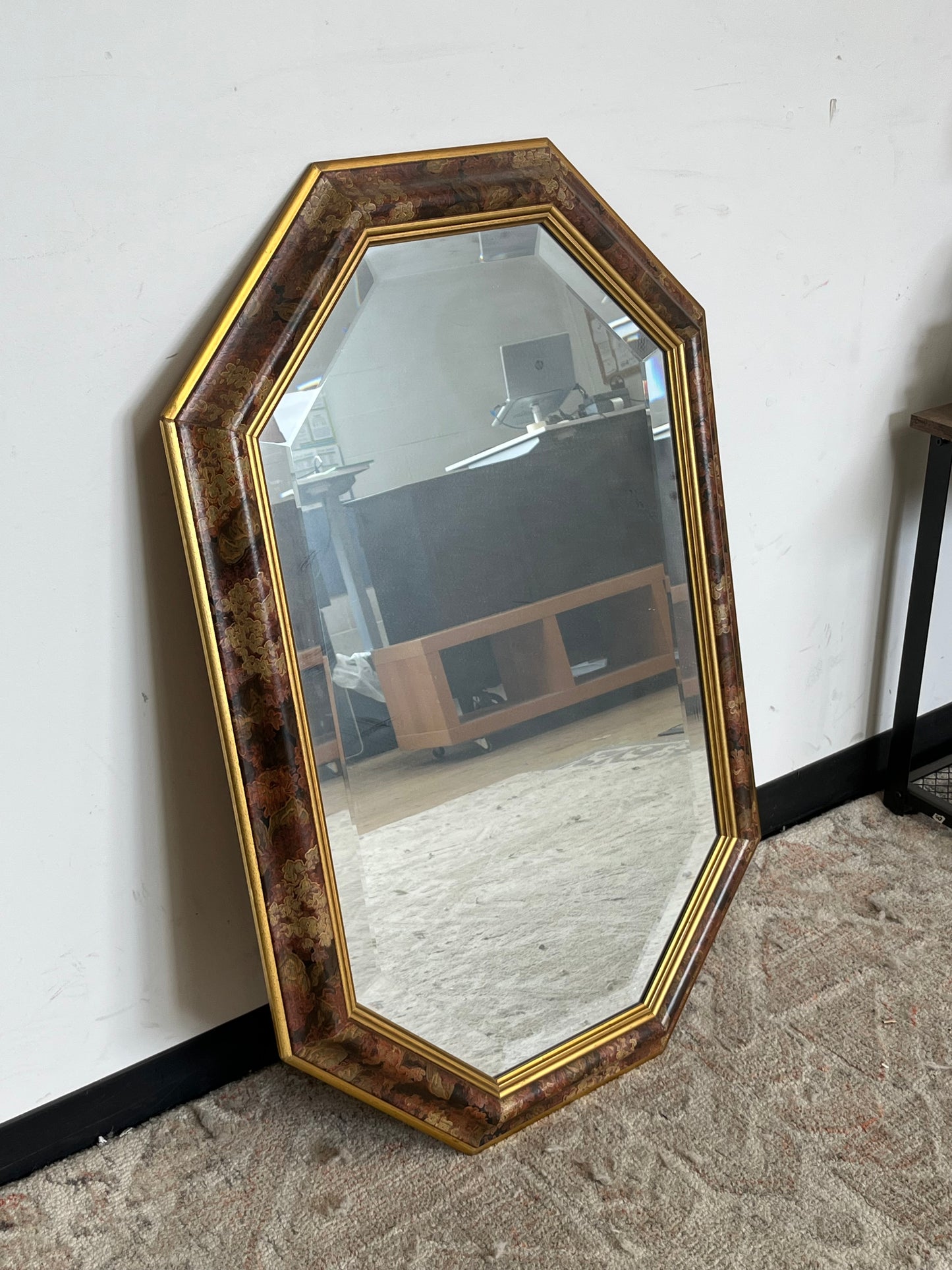 Ethan Allen Octagon Wooden Frame Mirror