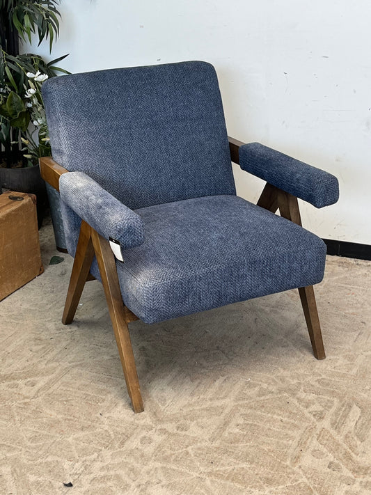 Blue Wooden Accent Chair