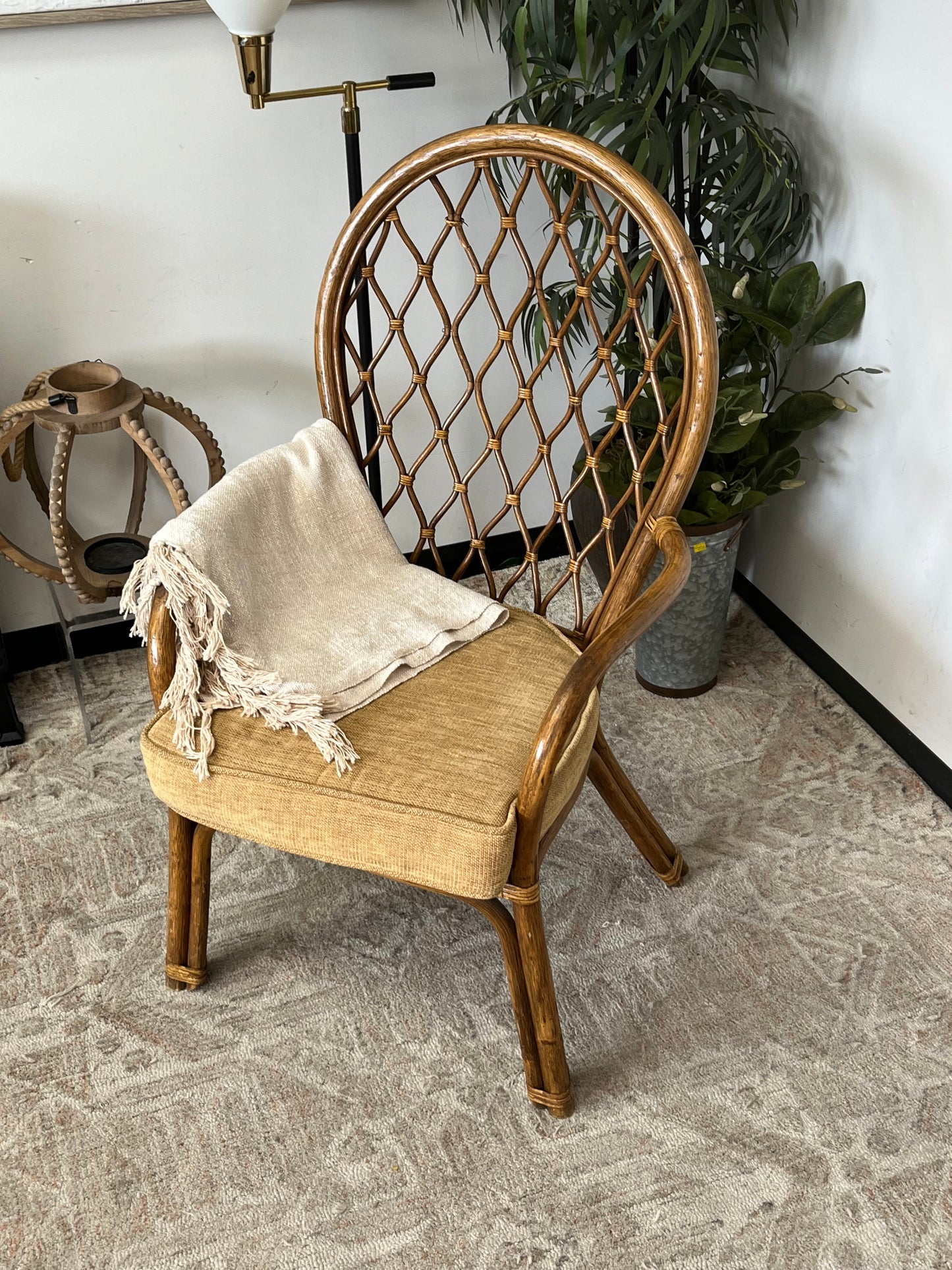 Bohemian Style Rattan Armchair With Cushion