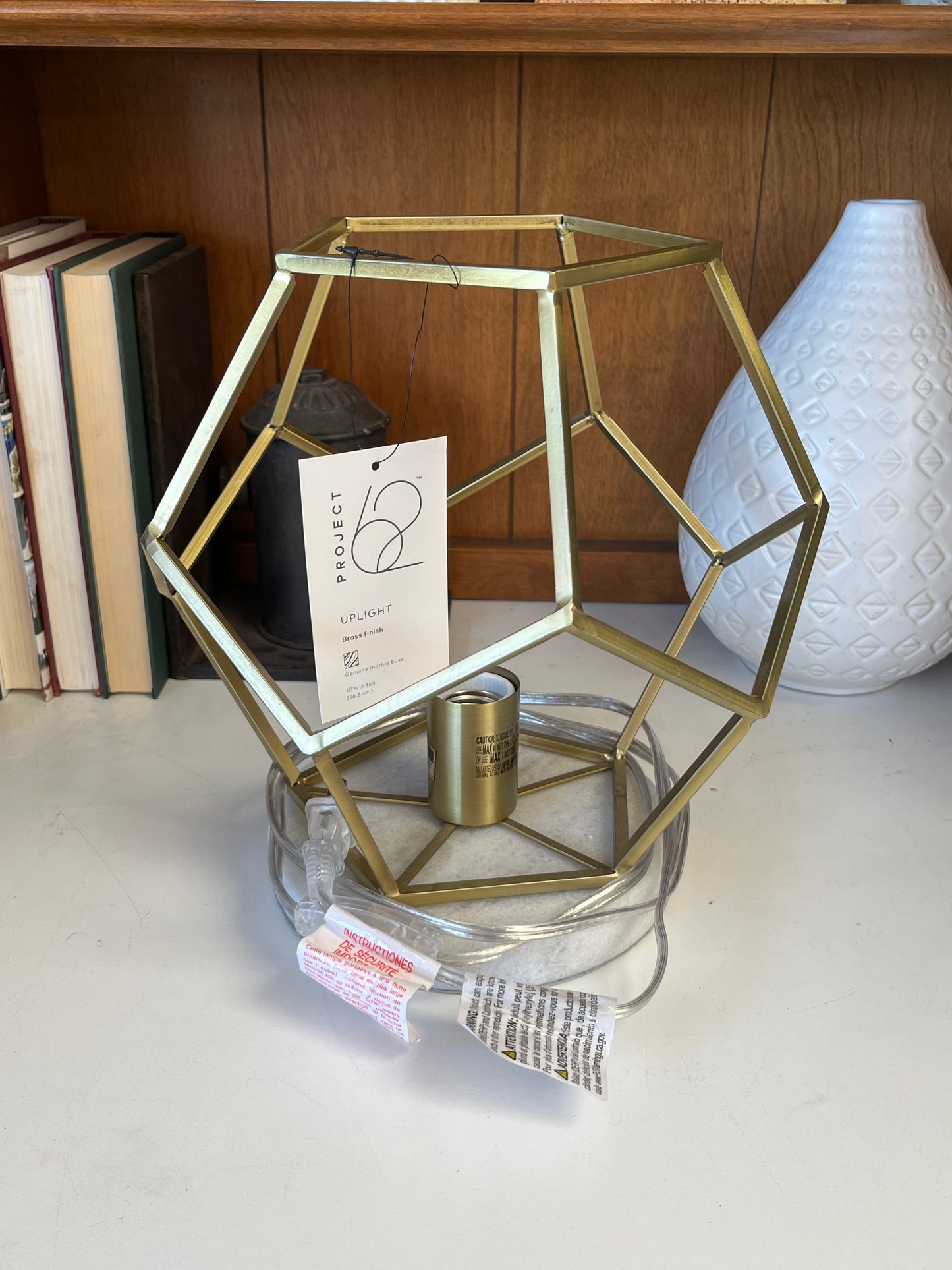 Modern Geometric Brass Marble Accent Lamp