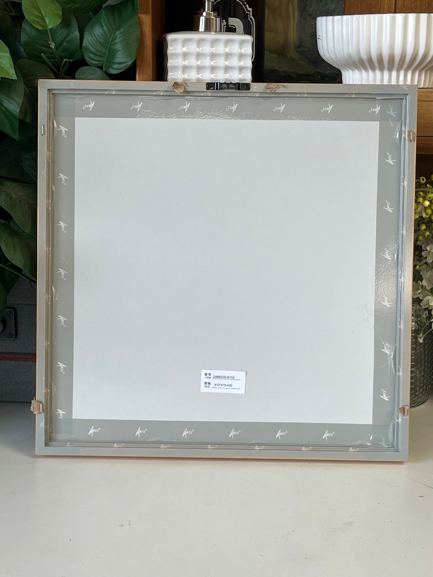 Tree Ring Print In White With Wooden Frame