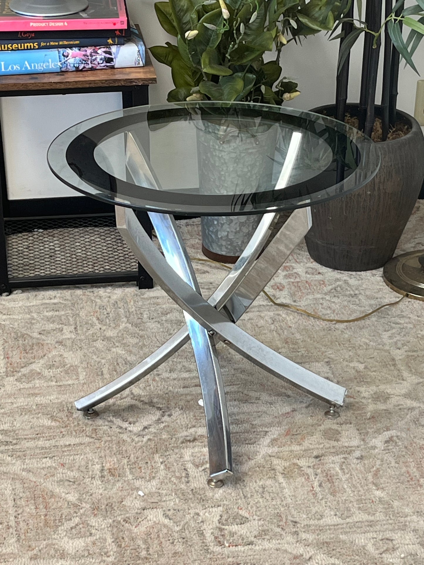 Modern Round Glass Top End Table
