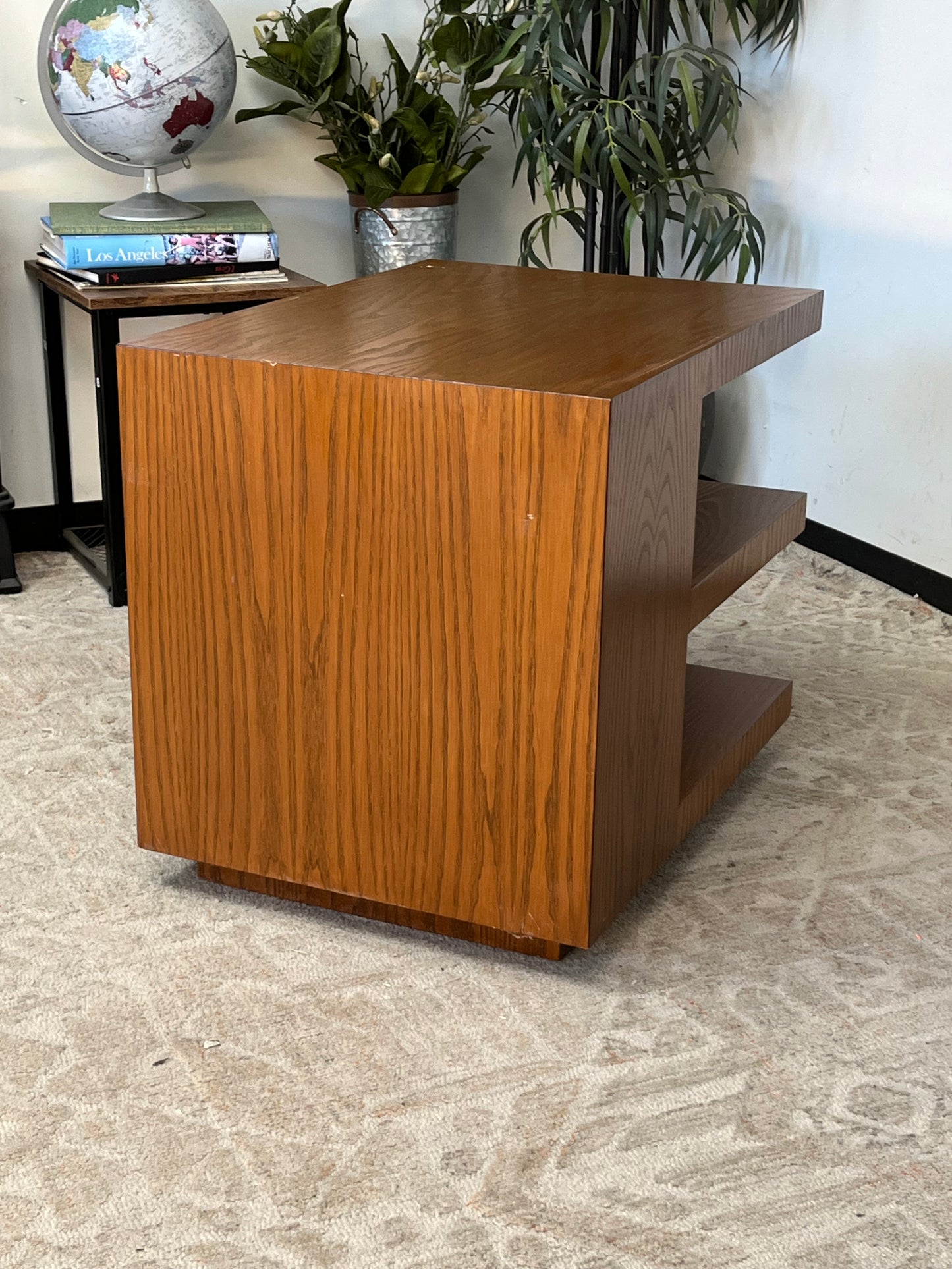 Wood Grain Finish 3 Shelf Nightstand