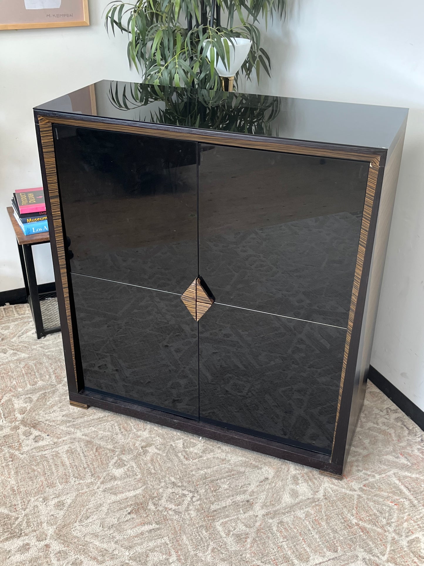 Modern Black Lacquer Chest of Drawers