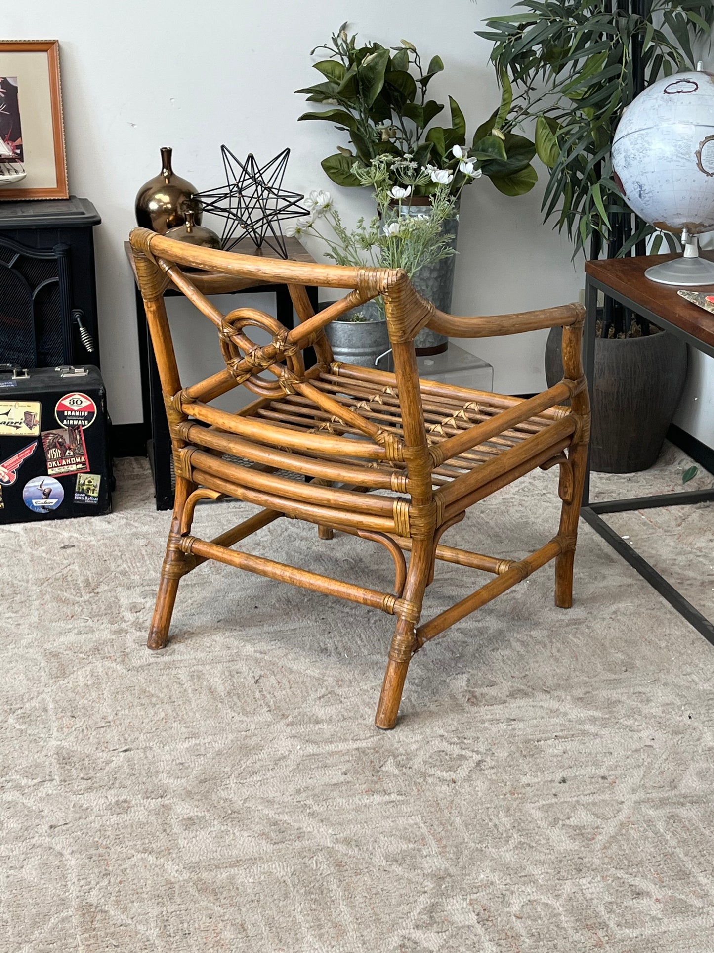 McGuire-Style Rattan Target Back Club Chair