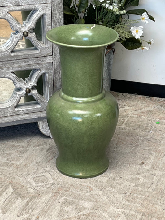 Vintage Green 23" Ceramic Vase