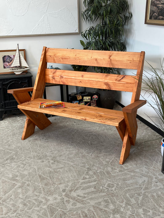 Farmhouse Style Wooden Bench